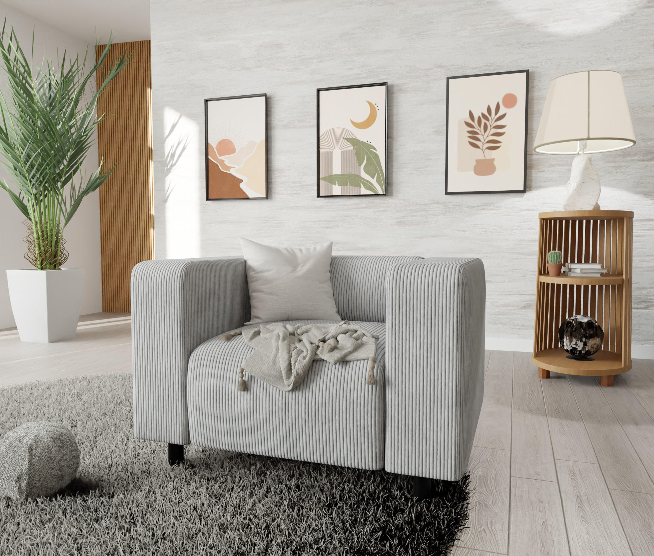 Thumbnail - S-Style Möbel Sessel, Hellgrau, Textil, 1-Sitzer, Füllung: Schaumstoff, 95x65x80 cm, Blauer Engel, FSC Mix, Hergestellt ...