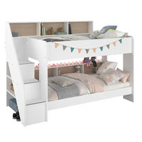 ETAGENBETT Bibop 2 in Weiß und Jackson Eiche ohne Bettschubkasten - Weiß, Holzwerkstoff (90/190cm)