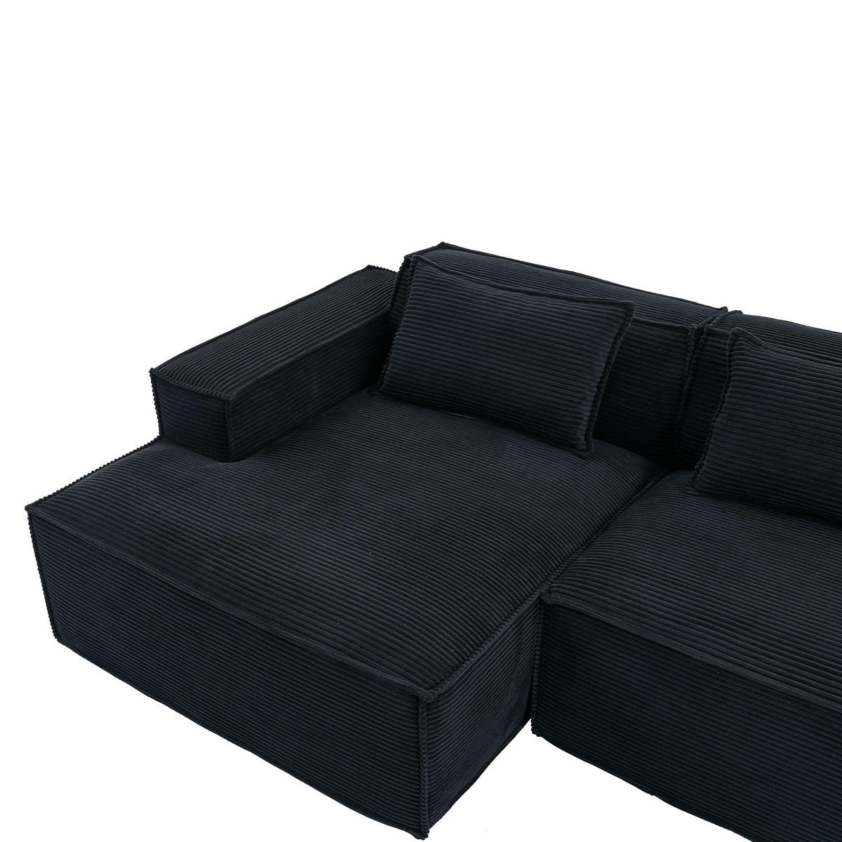 ECKSOFA DE-35208 mit 2 Kissen Schwarz - Schwarz, Textil (129/235cm) - ComfortXL