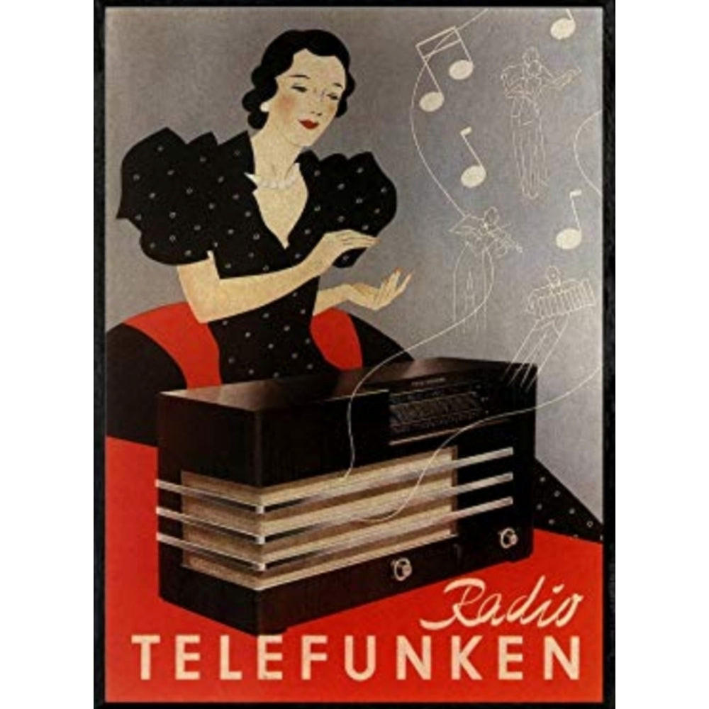POSTER Radio-Telefunken 1935 A4 Schwarzer Rahmen - Schwarz, Papier (29.7/5/21cm) - Nacnic