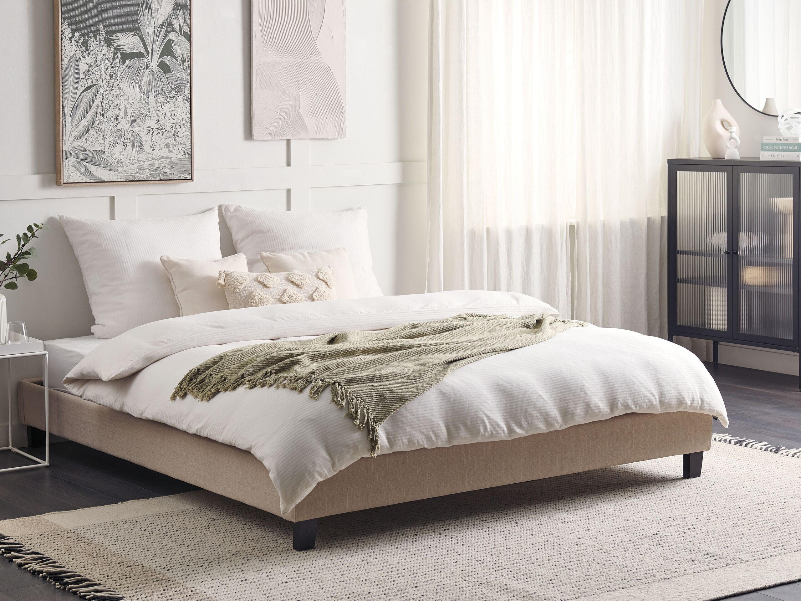 POLSTERBETT mit Lattenrost 180x200 cm Beige Roanne - Beige, Textil (180/200cm) - Beliani
