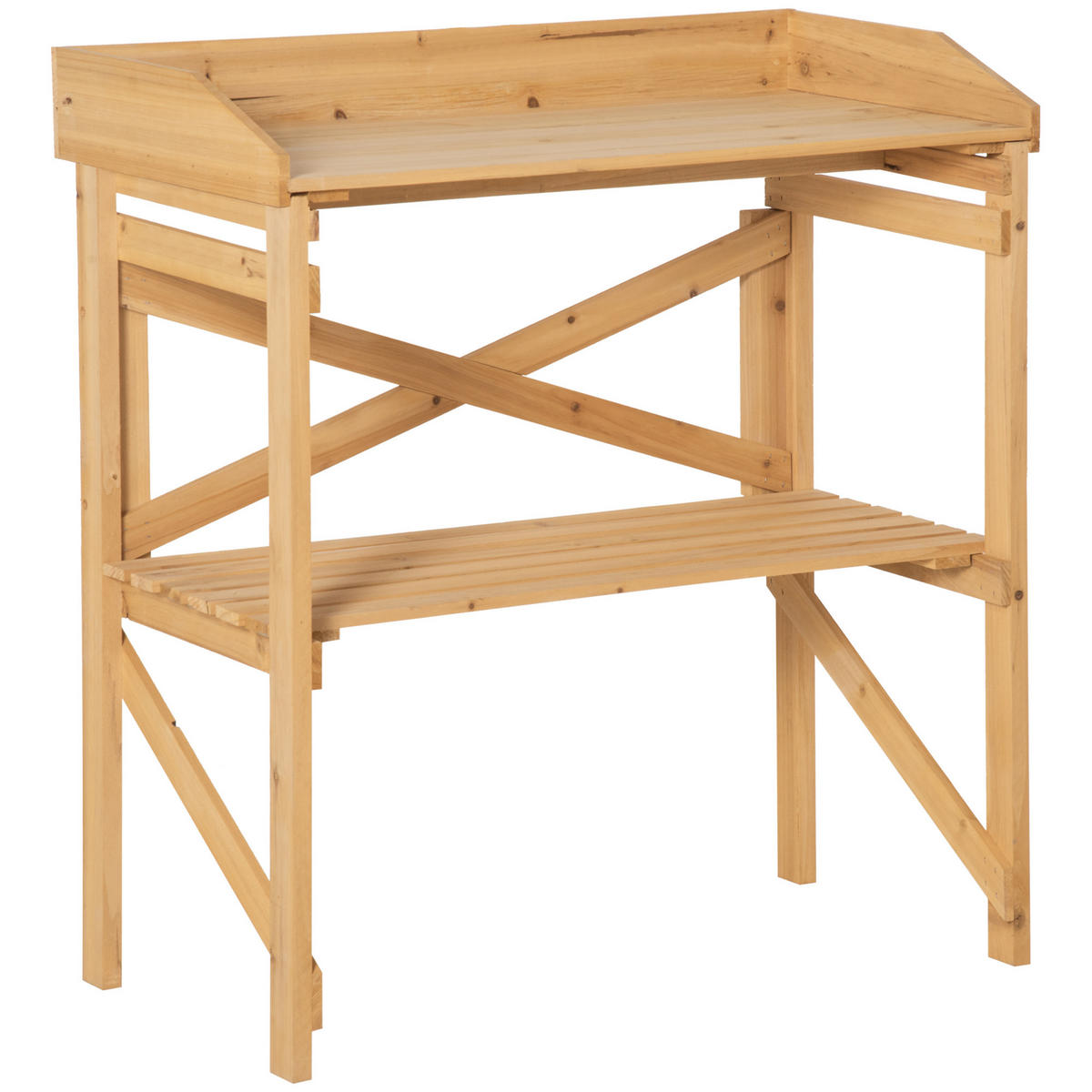PFLANZTISCH mit Ablagefläche Blumentisch Gärtnertisch Garten Holz Hellbraun - Braun, Holz (80/40/84cm) - Outsunny