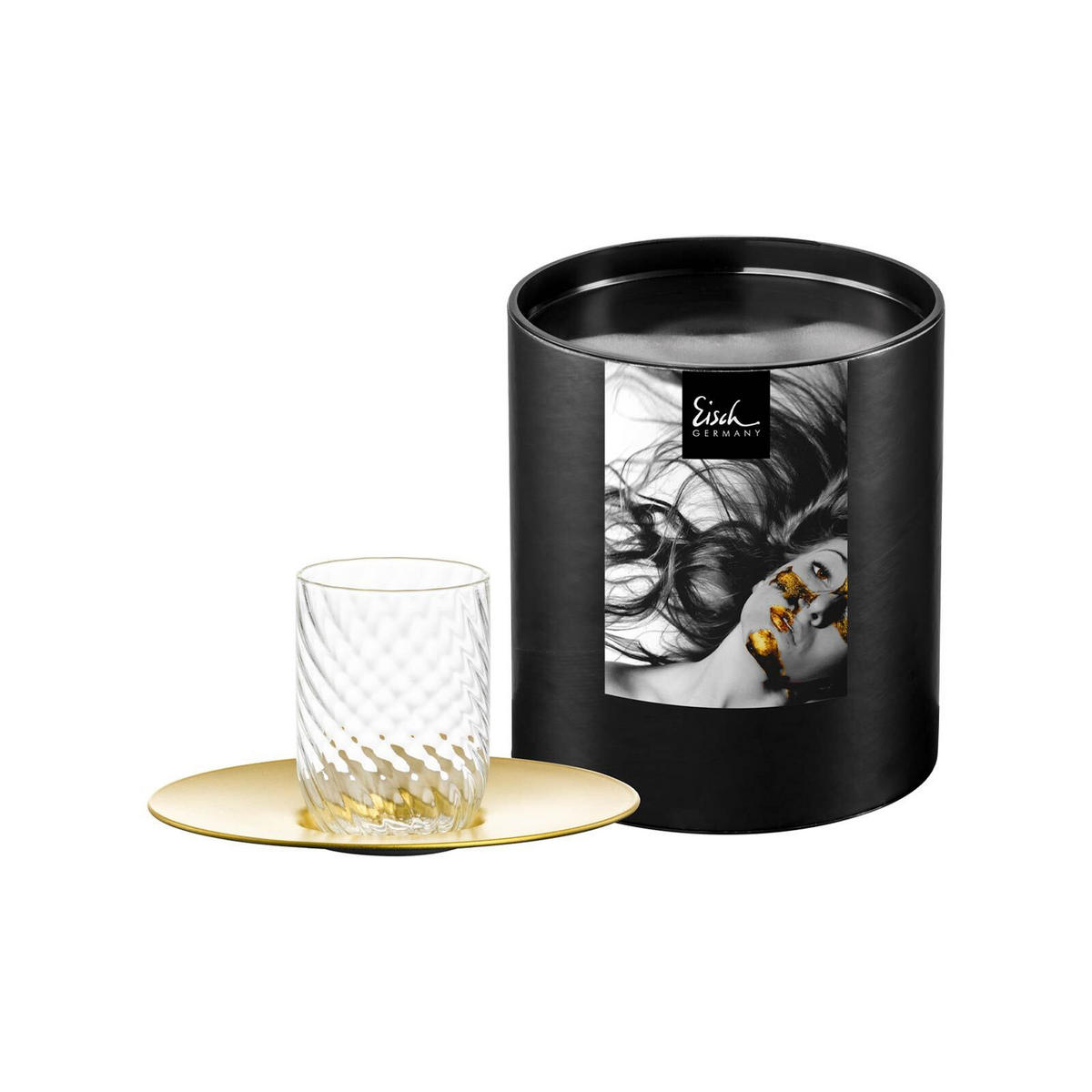 ESPRESSOGLAS MIT UNTERTASSE Twist gold 100 ml - Goldfarben, Glas (0.1L) - Eisch