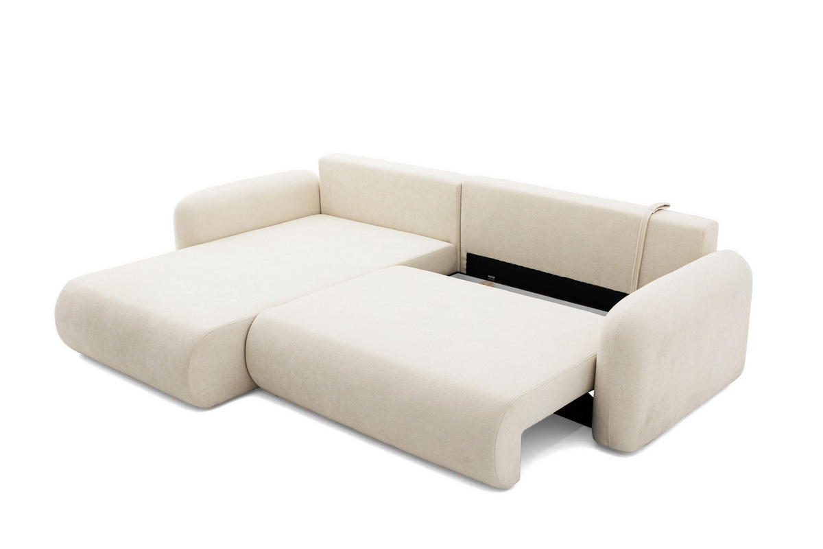 ECKSOFA NEST Universal mit Liegeflache 157x240 cm - Beige/Schwarz, Holz/Textil (280/187cm) - Muffo