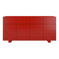 SIDEBOARD Cubo Long, Geometrische 3D Fronten, 169 cm, Rot - Rot, Holz/Holzwerkstoff (168.9/83.8/41.8cm) - Skandica