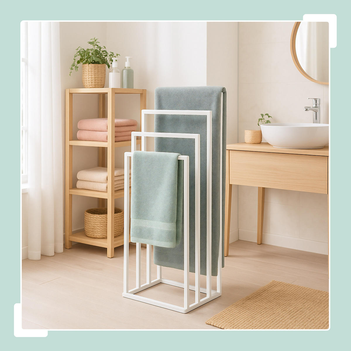 HANDTUCHSTÄNDER - Weiß, Textil/Metall (45/96.5/29cm) - Relaxdays