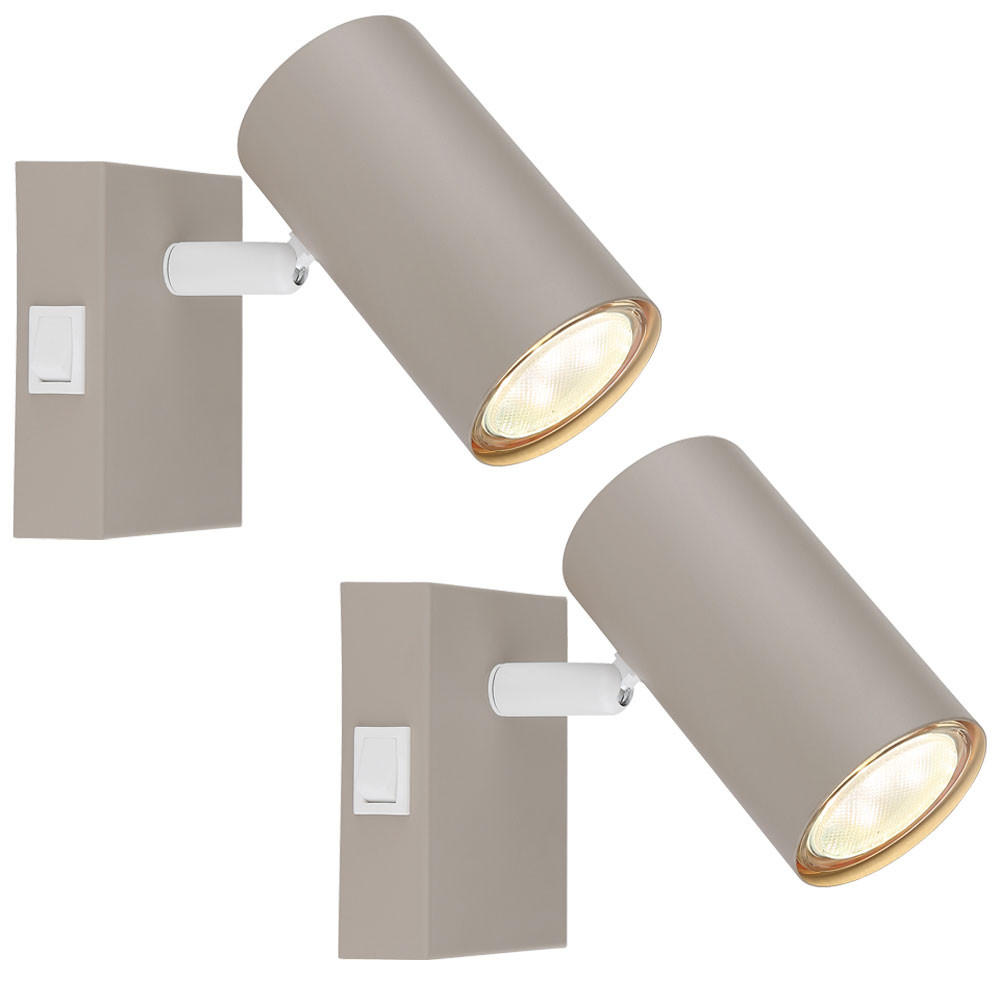 2X WANDLEUCHTE Metall sandfarben, schwenkbar mit Schalter - Bernsteinfarben, Metall (7/10/12cm) - Globo Lighting