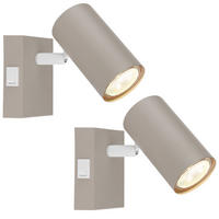 2X WANDLEUCHTE Metall sandfarben, schwenkbar mit Schalter - Bernsteinfarben, Metall (7/10/12cm) - Globo Lighting