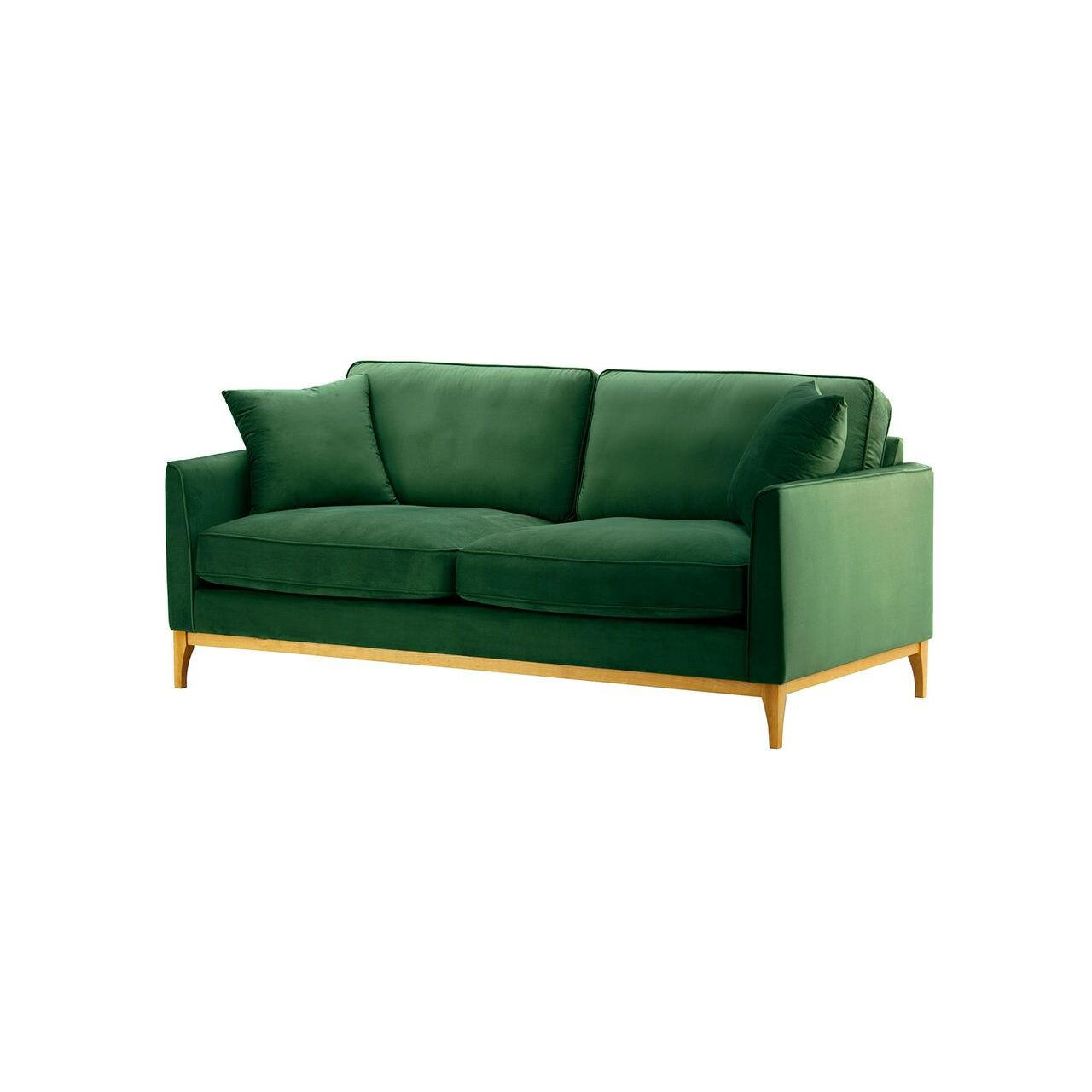 DREISITZER-SOFA Linara-Velluto 10 - Grün, Holz/Textil (201/91/95cm)