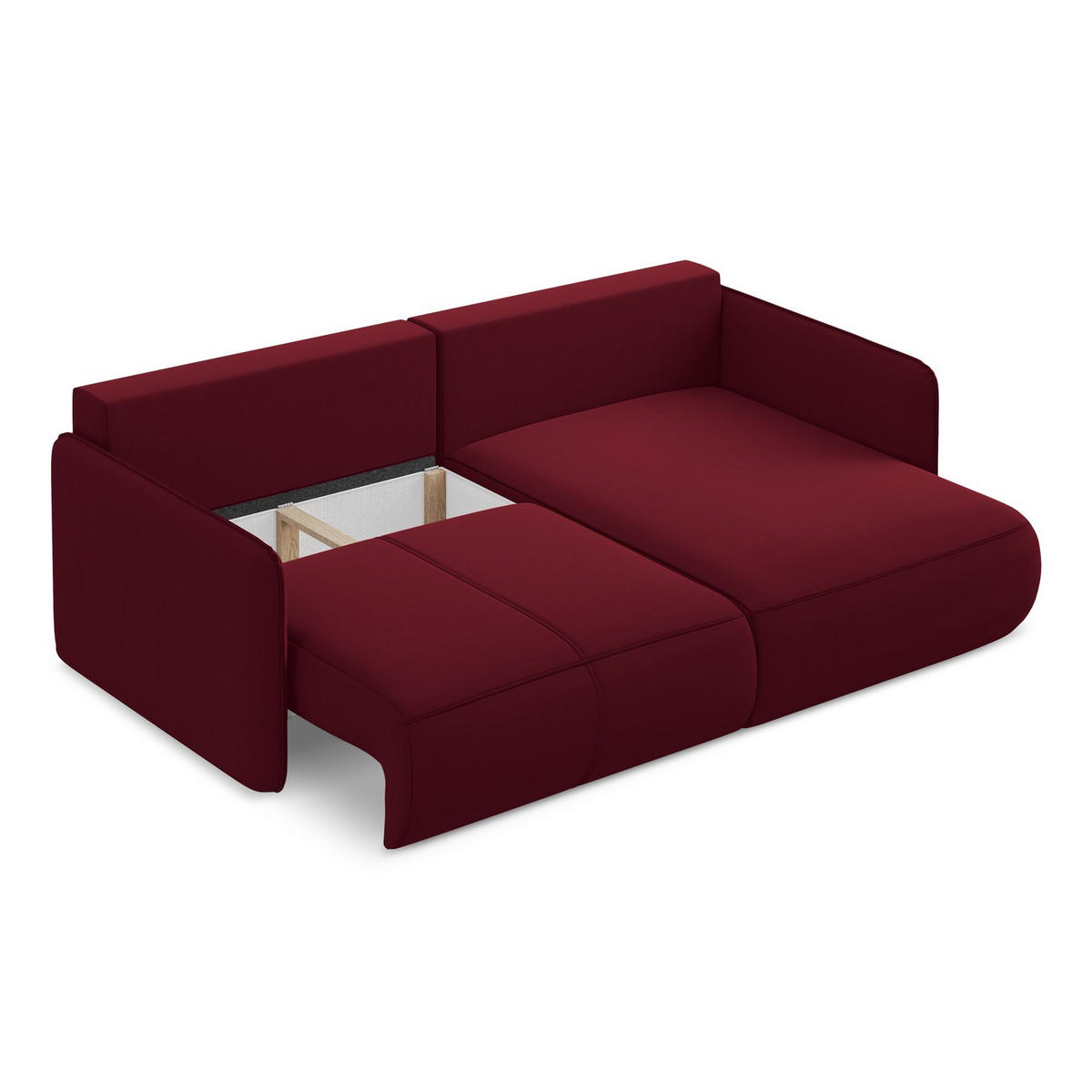 ECKSOFA mit Schlaffunktion Samt Stoff Rot - Bordeaux/Rot, Kunststoff/Textil (207/148cm) - LaMiaSofa
