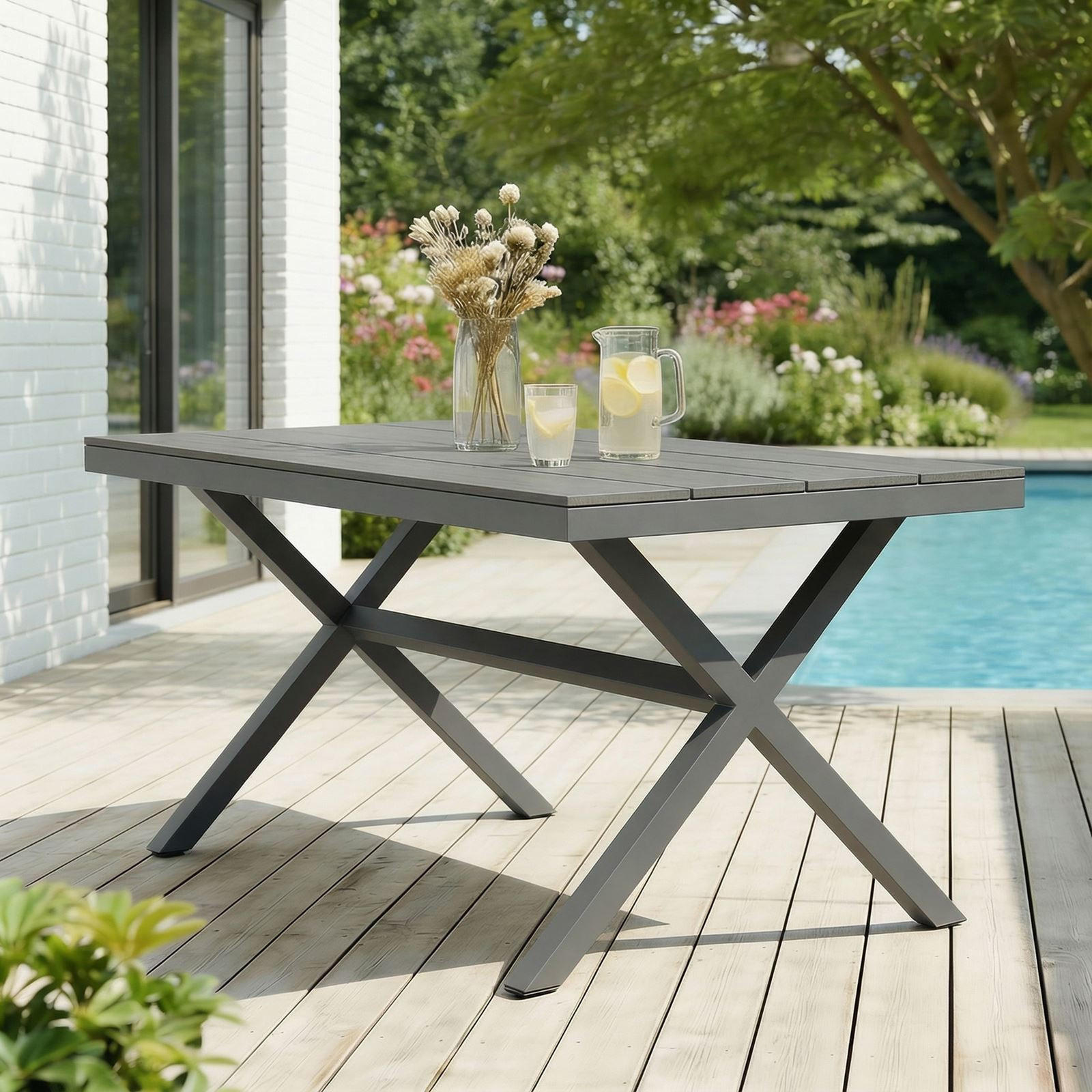 GARTENTISCH WINDY - Grau, Metall (90/150/75cm) - IDIMEX