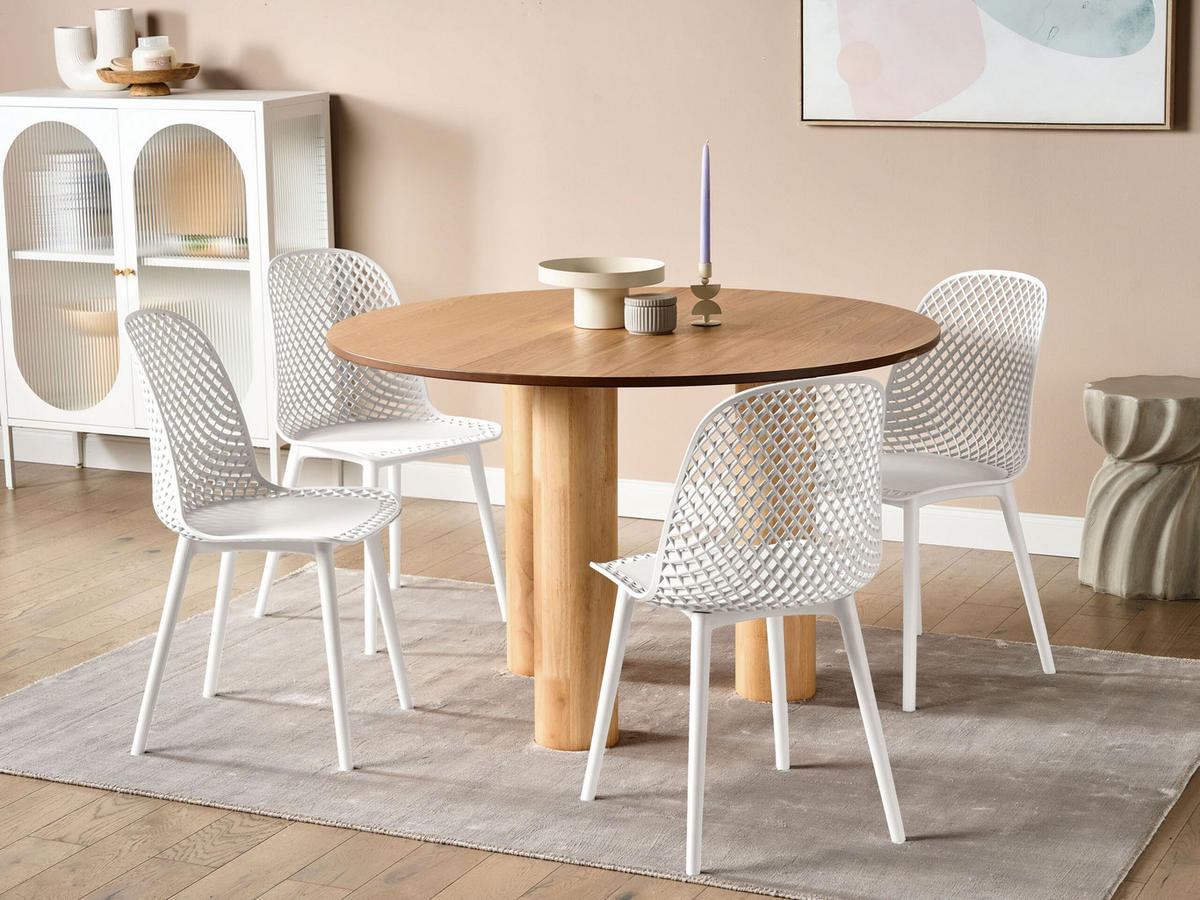 ESSZIMMERSTUHL 4er-Set Kunststoff Weiß Emory - Weiß, Kunststoff (45/81/52cm) - Beliani