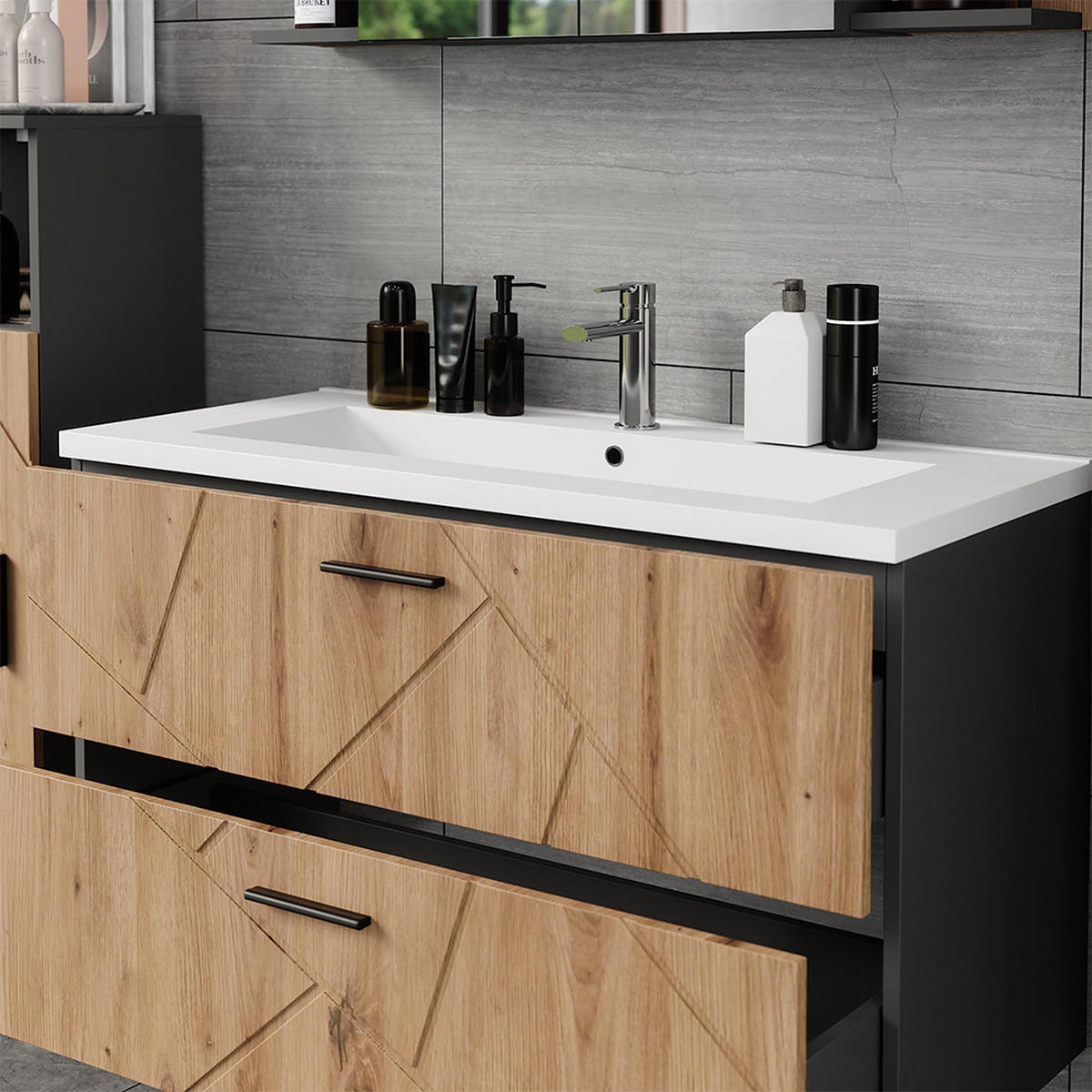 KOUPELNOVÝ NÁBYTEK Irma Antracit/Artisan - antracitová/dub artisan, kompozitní dřevo (100/58.5/46cm) - Vicco