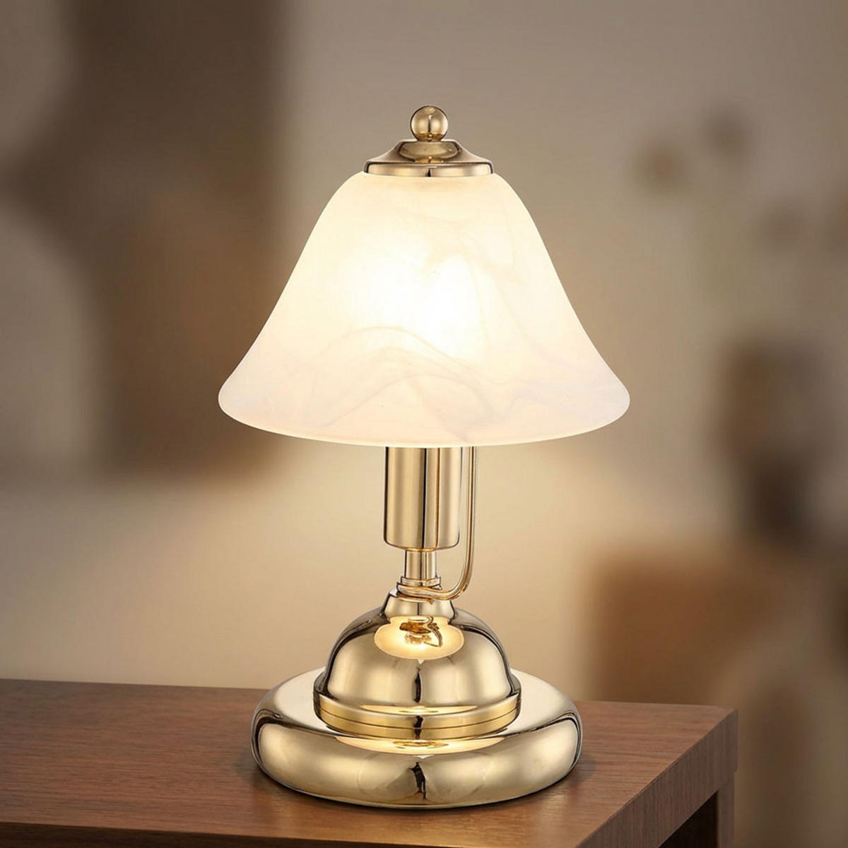 TISCHLEUCHTE Messing Glas Alabaster - Messingfarben, Glas (17/17/27cm) - Globo Lighting