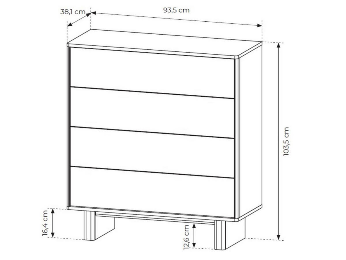 KOMMODE Buna Eiche, Schubladenkommode - Eichefarben, Holzwerkstoff (94/104/38cm) - Bettso