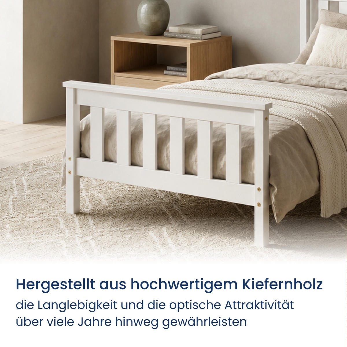 HOLZBETT 90x200 cm in Weiß - Weiß, Holz (90/200cm) - Home Collective