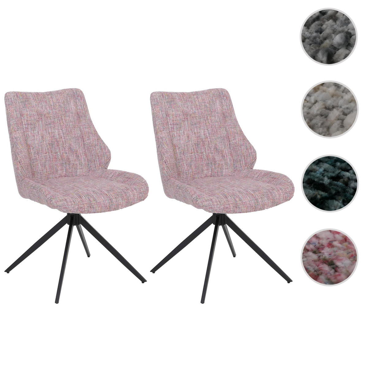 ESSZIMMERSTUHL Schwarz, Rosa 2er-Set - Schwarz/Rosa, Textil (55/88/63cm) - MCW