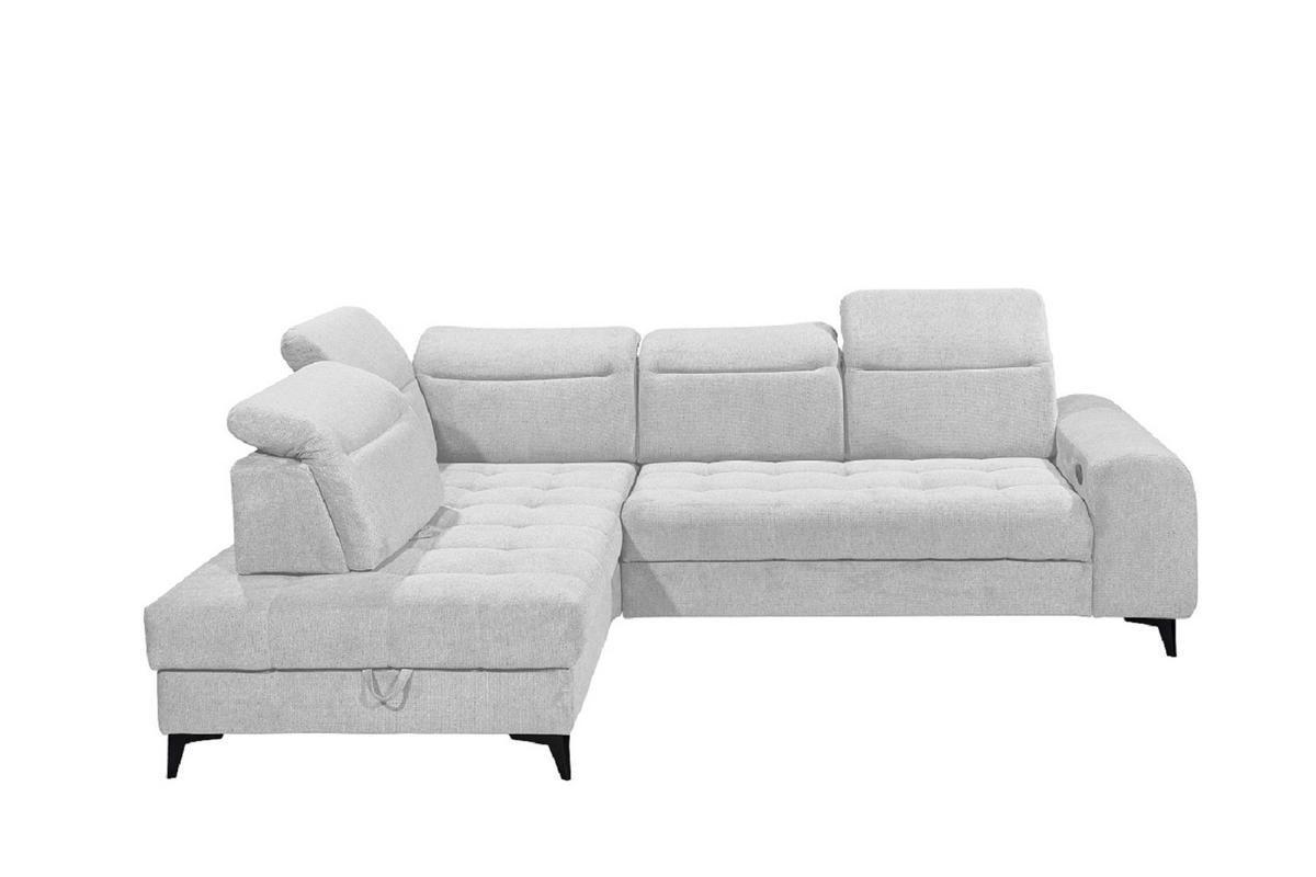 ECKSOFA mit elektrischer Sitztiefenverstellung - Hellgrau, Kunststoff/Textil (282/200cm) - ed exciting design