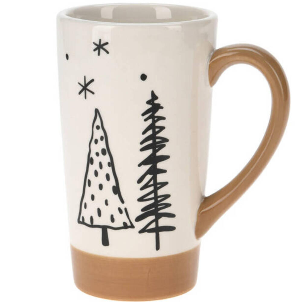 BECHER Tannenmotiv 520 ml - Weiß, Keramik (0.52L) - Home Styling Collection