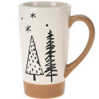 BECHER Tannenmotiv 520 ml - Weiß, Keramik (0.52L) - Home Styling Collection
