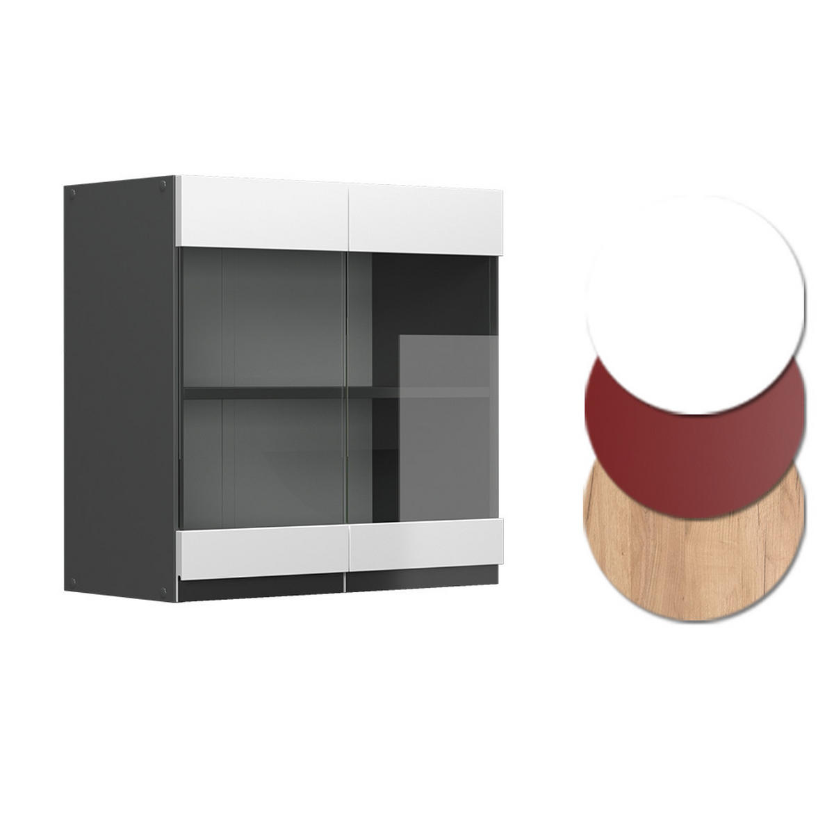KÜCHENGLASSCHRANK R-Line Weiß 60 cm J-Shape - Anthrazit/Weiß, Holzwerkstoff (60/60/31cm) - Vicco