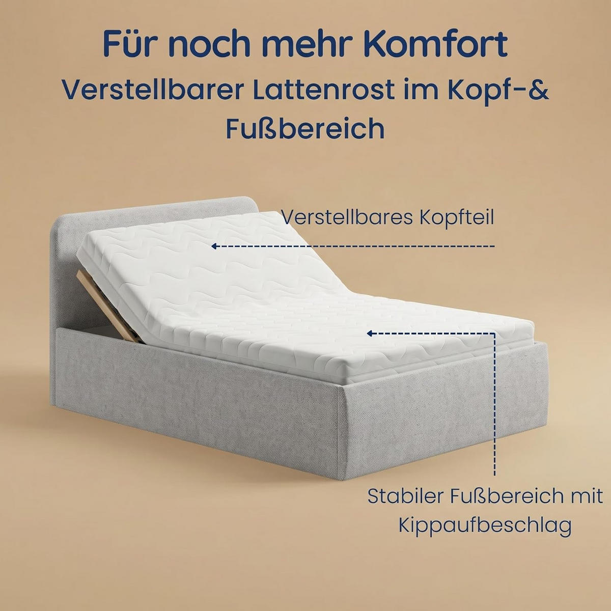 POLSTERBETT VARDO-Stoff 140x200 cm in Grau - Grau, Textil (140/200cm) - Home Collective