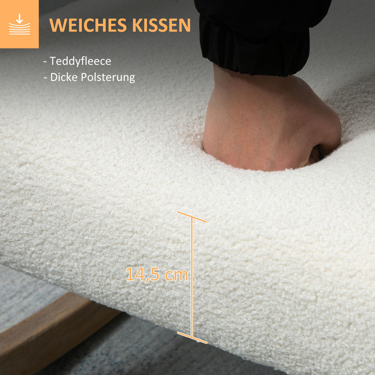 SCHAUKELSTUHL, Kautschukholz, Cremeweiß - Creme, Kunststoff (81/71/60cm) - HOMCOM