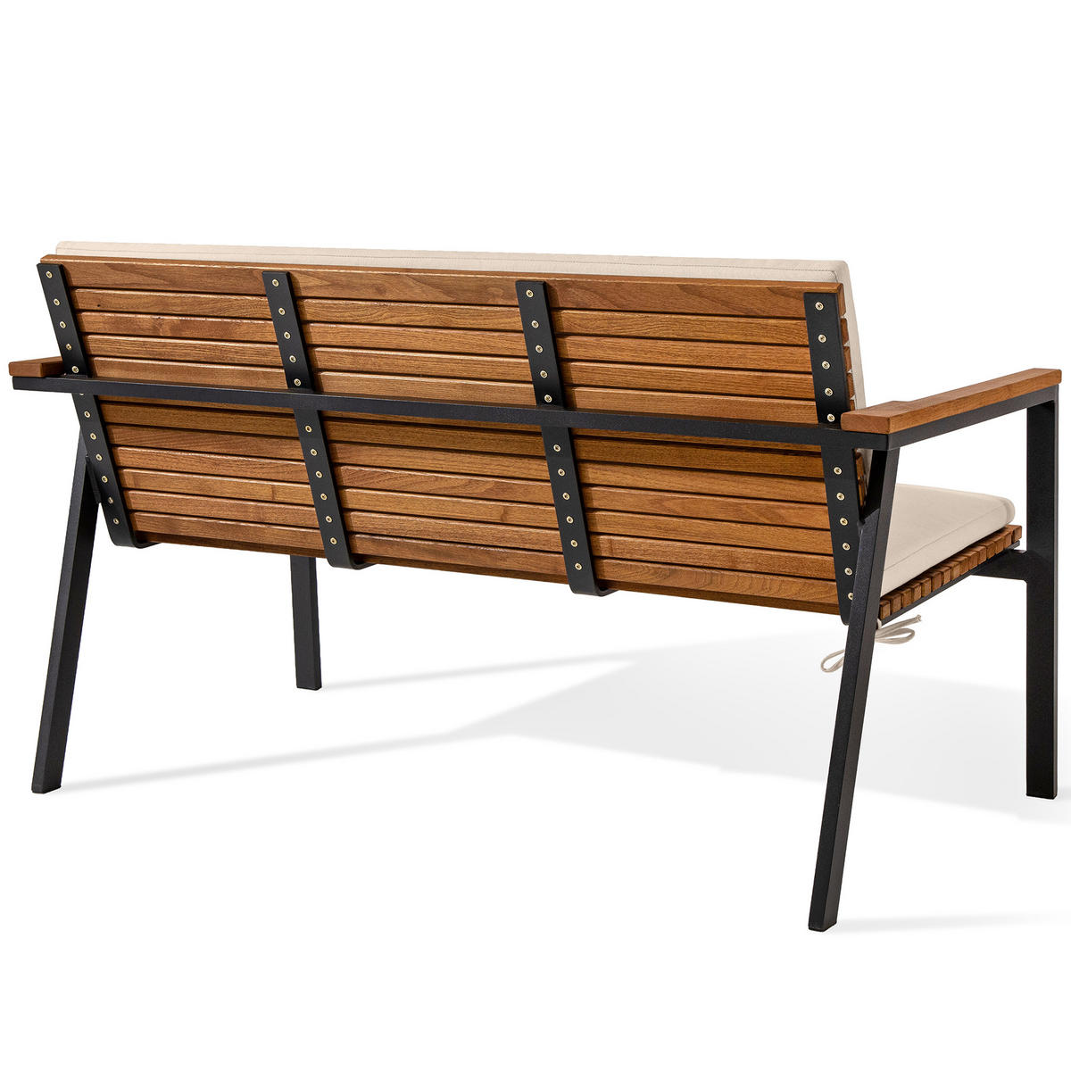 GARTENBANK ARIATO mit Kiss - Anthrazit/Beige, Holz/Metall (134/77/73cm) - KONSIMO®