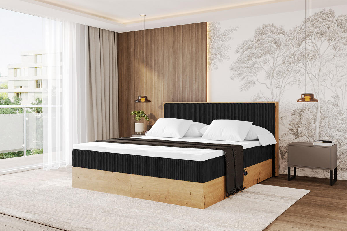 BOXBETT LOLLI9 - 180x200 - H3 Schwarz - Schwarz, Holzwerkstoff (180/200cm) - ALTDECOR