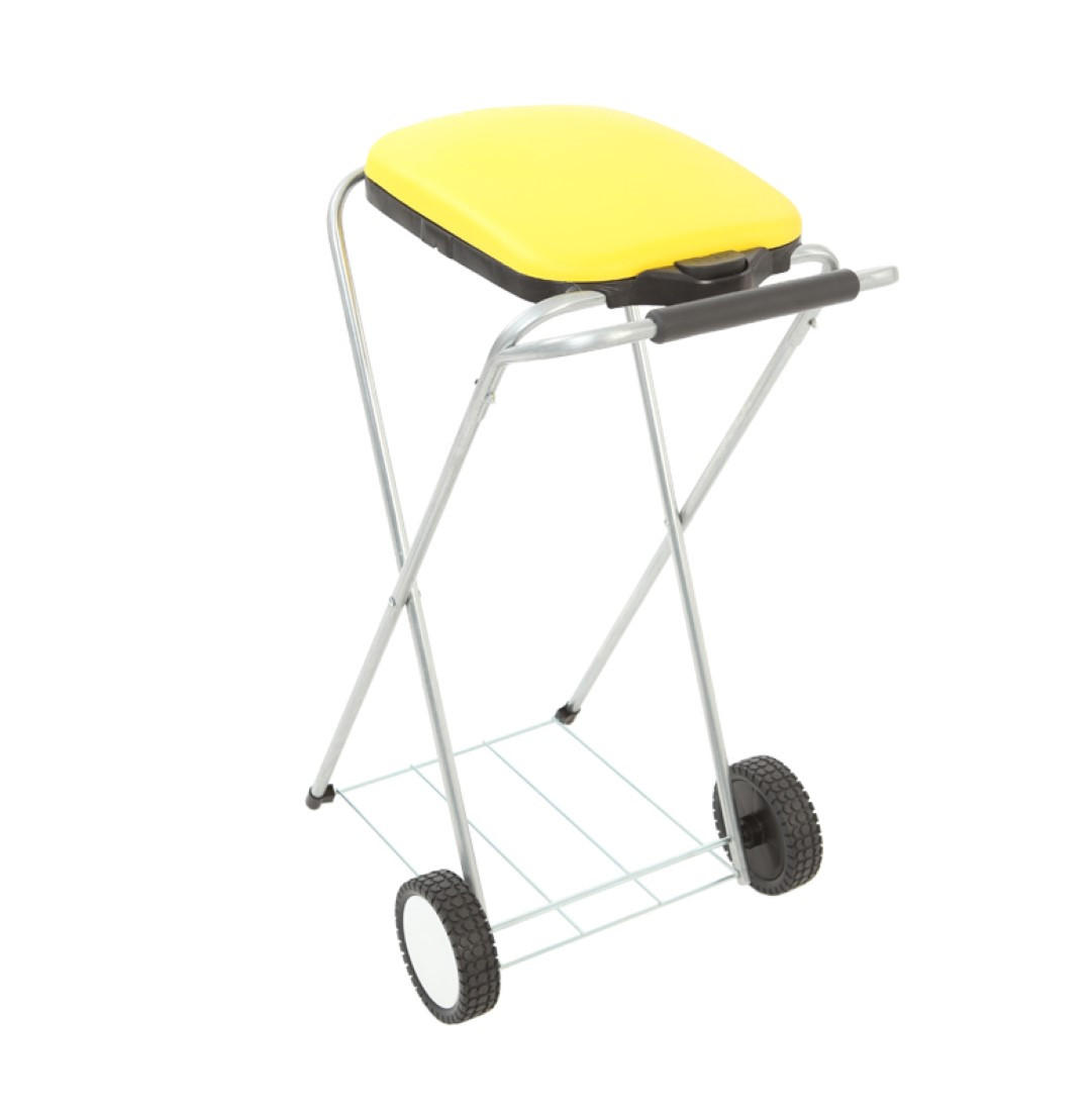 MÜLLEIMER Klassischer Abfallsackständer Mit Deckel und Rollen 83 x 44 x 56 cm Verzinkte Rohre Gelb - Gelb, Metall (44/83/56cm) - PROREGAL