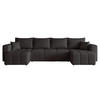 WOHNLANDSCHAFT U-Form Velours mit Bettkasten und Schlaffunktion - Schwarz, Holzwerkstoff/Textil (318/79/145cm) - Idohome