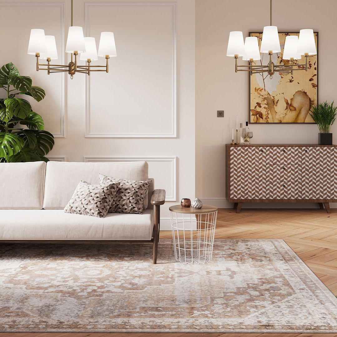 VINTAGE-TEPPICH Demelza Beige - Beige, Textil (80/150cm) - Kukoon Rugs