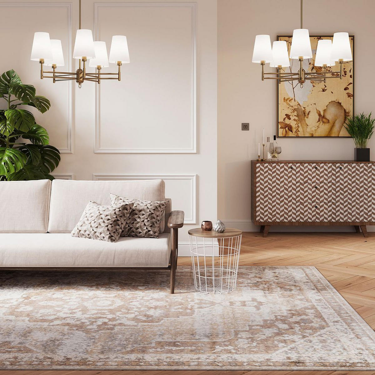 VINTAGE-TEPPICH Demelza Beige - Beige, Textil (160/230cm) - Kukoon Rugs