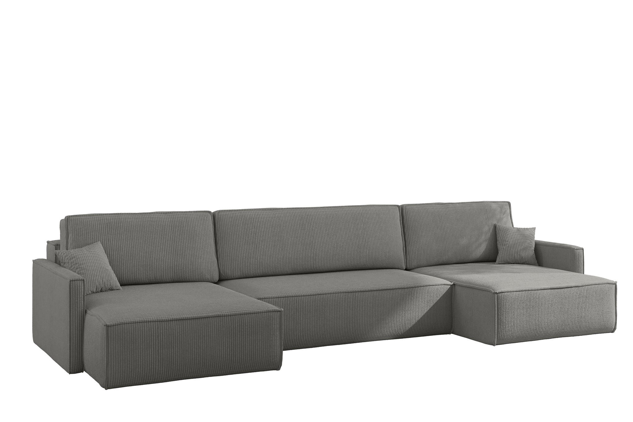 WOHNLANDSCHAFT Louis Scala - Grau, Holzwerkstoff/Textil (348/83/142cm) - Fun Möbel