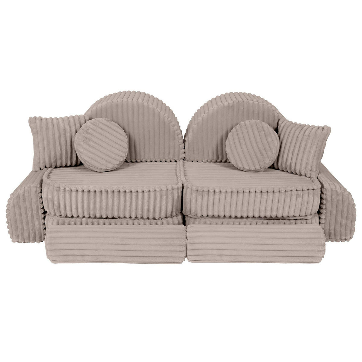 KINDERSOFA Pocket Max modular 12-tlg. aus Plüschcord in Kieselbeige - Trüffeleichefarben, Textil (120/25/60cm) - MeowBaby