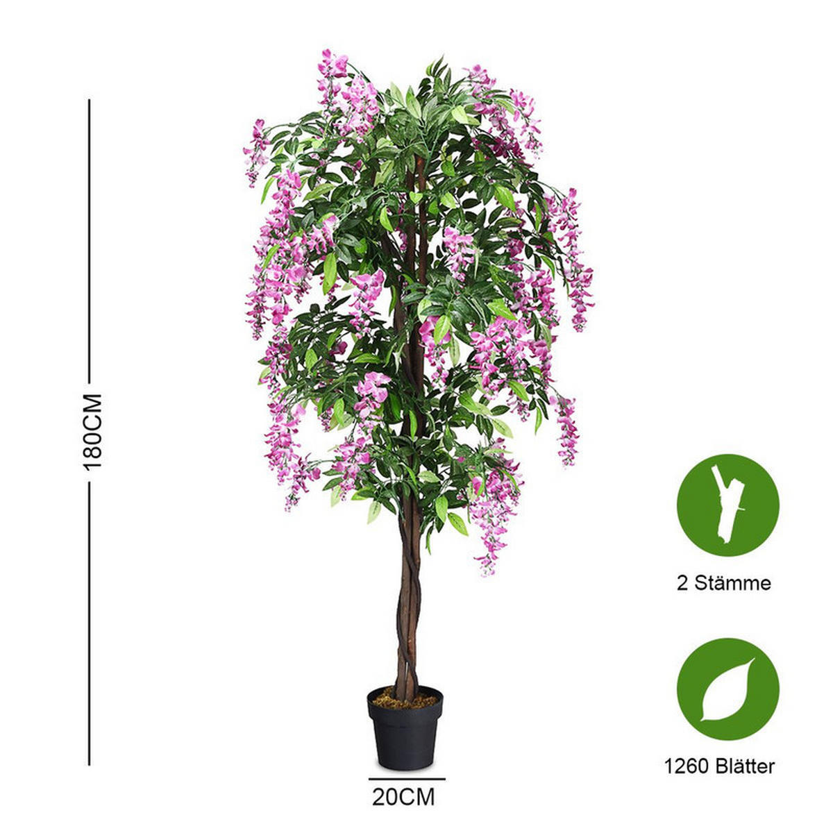 KUNSTBAUM mit Blüten lila - Lila, Kunststoff (180cm) - COSTWAY