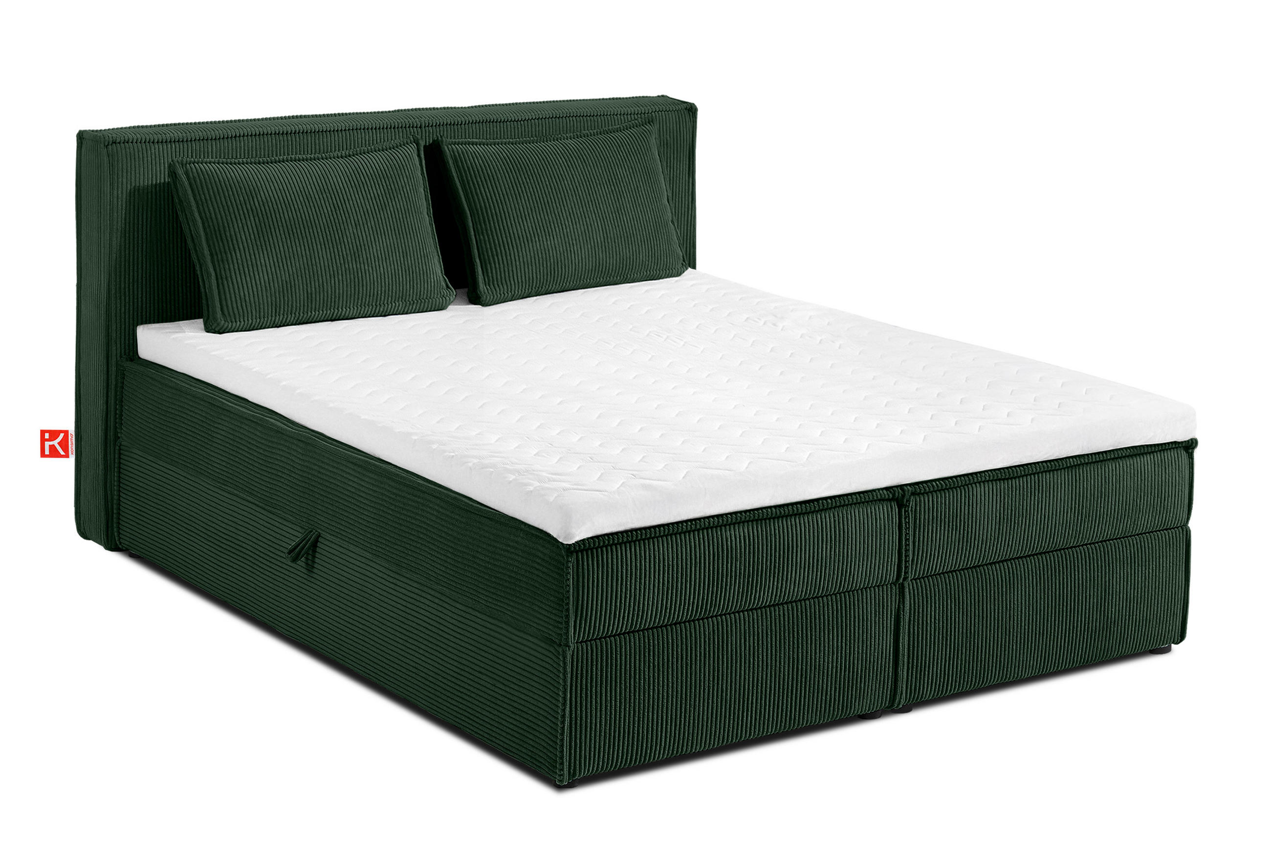 BOXSPRINGBETT ROTI mit Stauraum, dunkelgrün - Dunkelgrün/Schwarz, Holz/Holzwerkstoff (140/200cm) - KONSIMO®