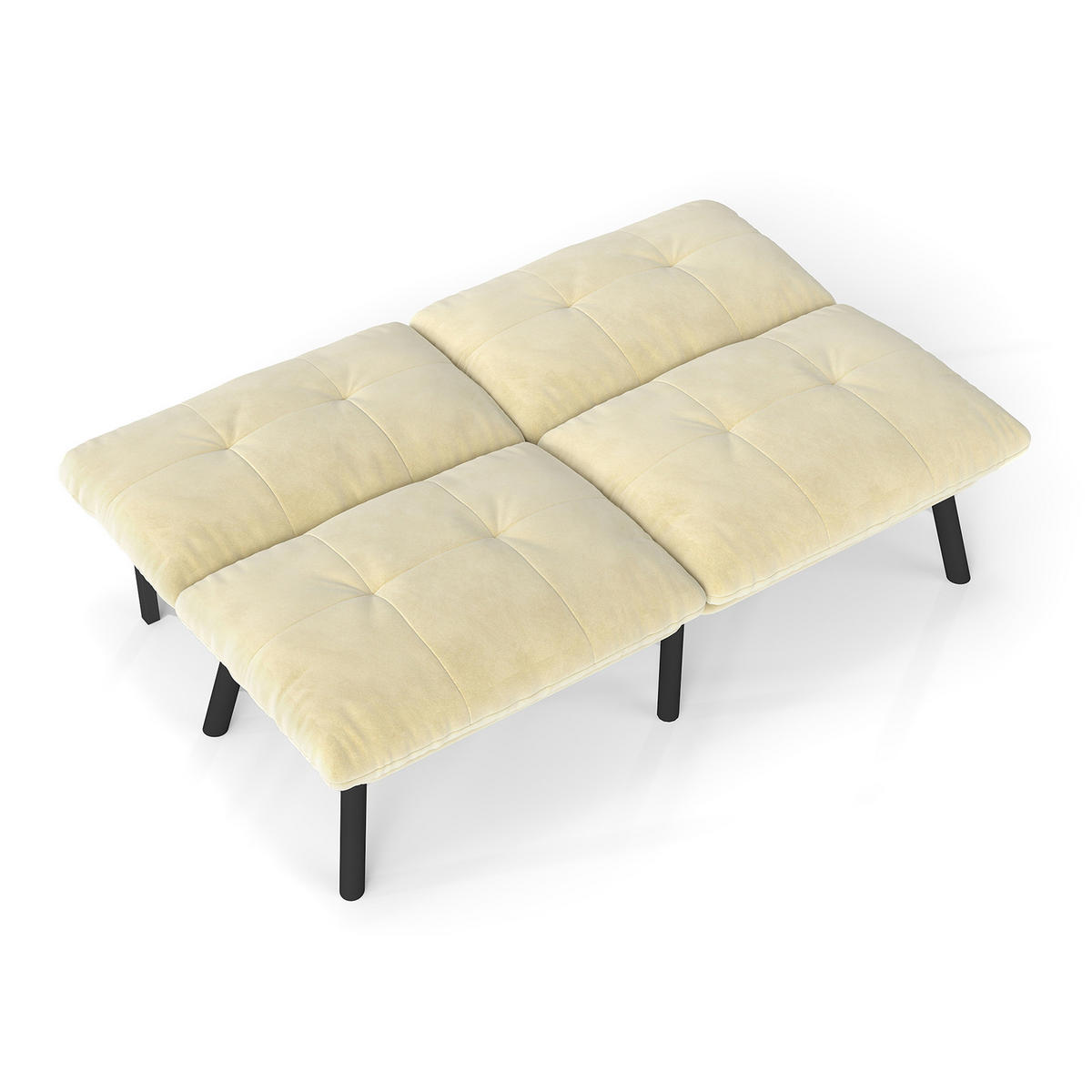 SCHLAFSOFA 160/55/78 cm Creme Samt - Creme, Textil (81/78/160cm) - Oxeza
