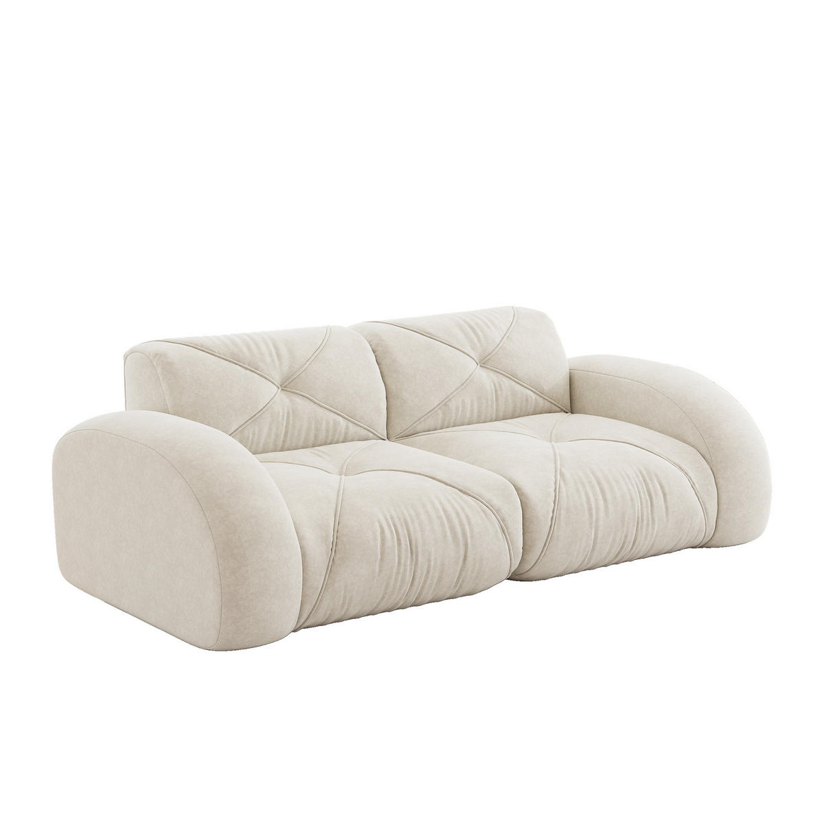 MODULÁRNÍ 2místná pohovka světle béžová z chenille s vysokohustotní 32D pěnou bez rámu - bílá, textil (95/76/204cm) - OKWISH