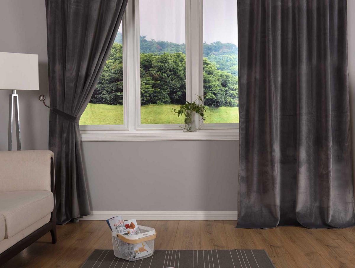 VORHANG 2ER SET MILANO HxB 280x135 cm Grau - Grau, Textil (135/280cm) - Gardinenbox