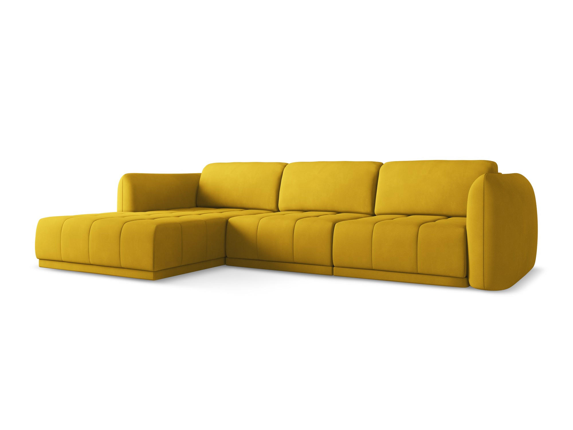 ECKSOFA Links Chenille Stoff Gelb - Currygelb/Gelb, Kunststoff/Textil (170/290cm) - Makamii
