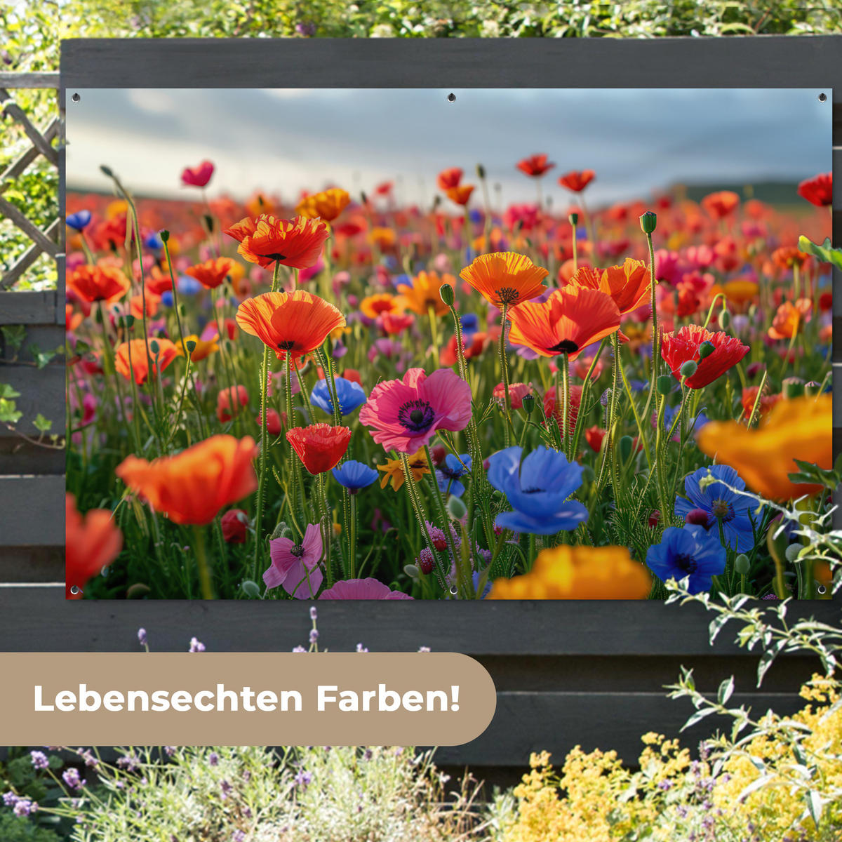 ZAHRADNÍ PLAKÁT Květiny - Mák - Barevné - Příroda 180x120 cm - tmavě oranžová, plast (180/120/0.2cm) - OnlyWow