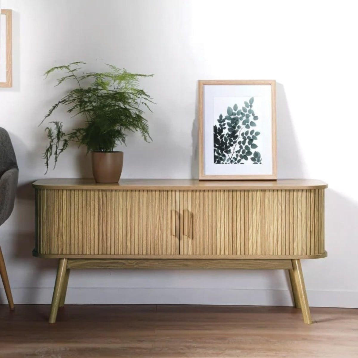 TV-MÖBEL 2 Schiebetüren ernest 39/55/119 cm - Eschefarben, Holzwerkstoff (119/55/46cm) - Calicosy