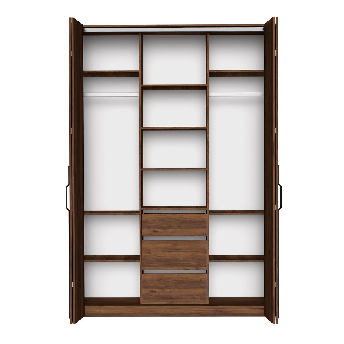 FALTTÜRENSCHRANK Omodeo 170 cm breit in Warmia-Nussbaum – mit WingLine-Falttüren - Walnussfarben, Holzwerkstoff (170/240/58cm) - AX Living