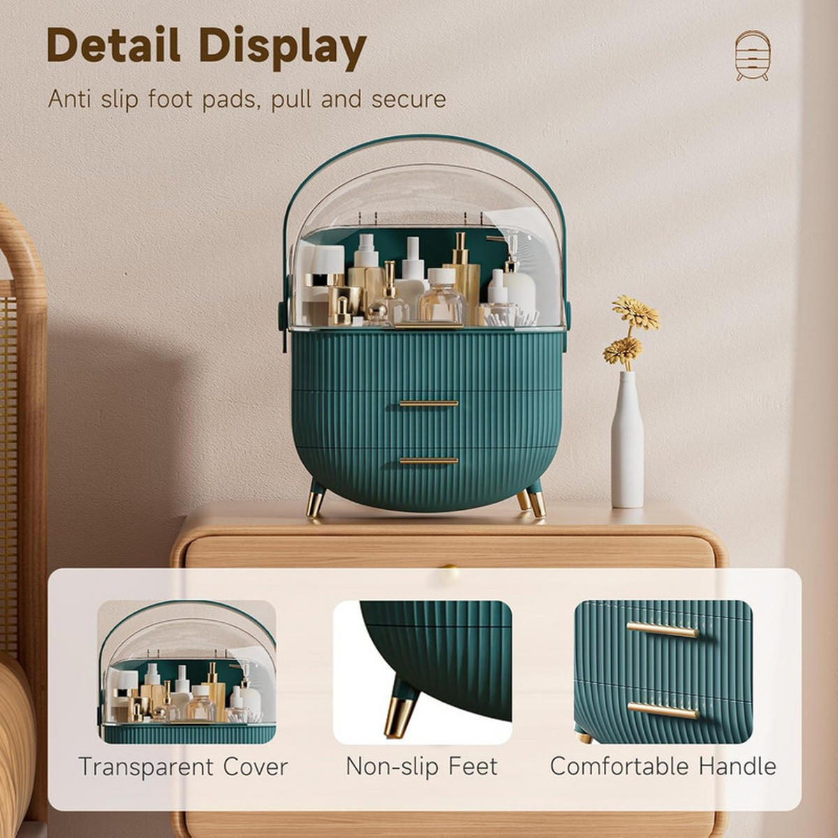 KOSMETIKORGANIZER Carroll Ⅲ 26/16/38 cm - Dunkelgrün, Kunststoff (16/38/26cm) - Nettlife