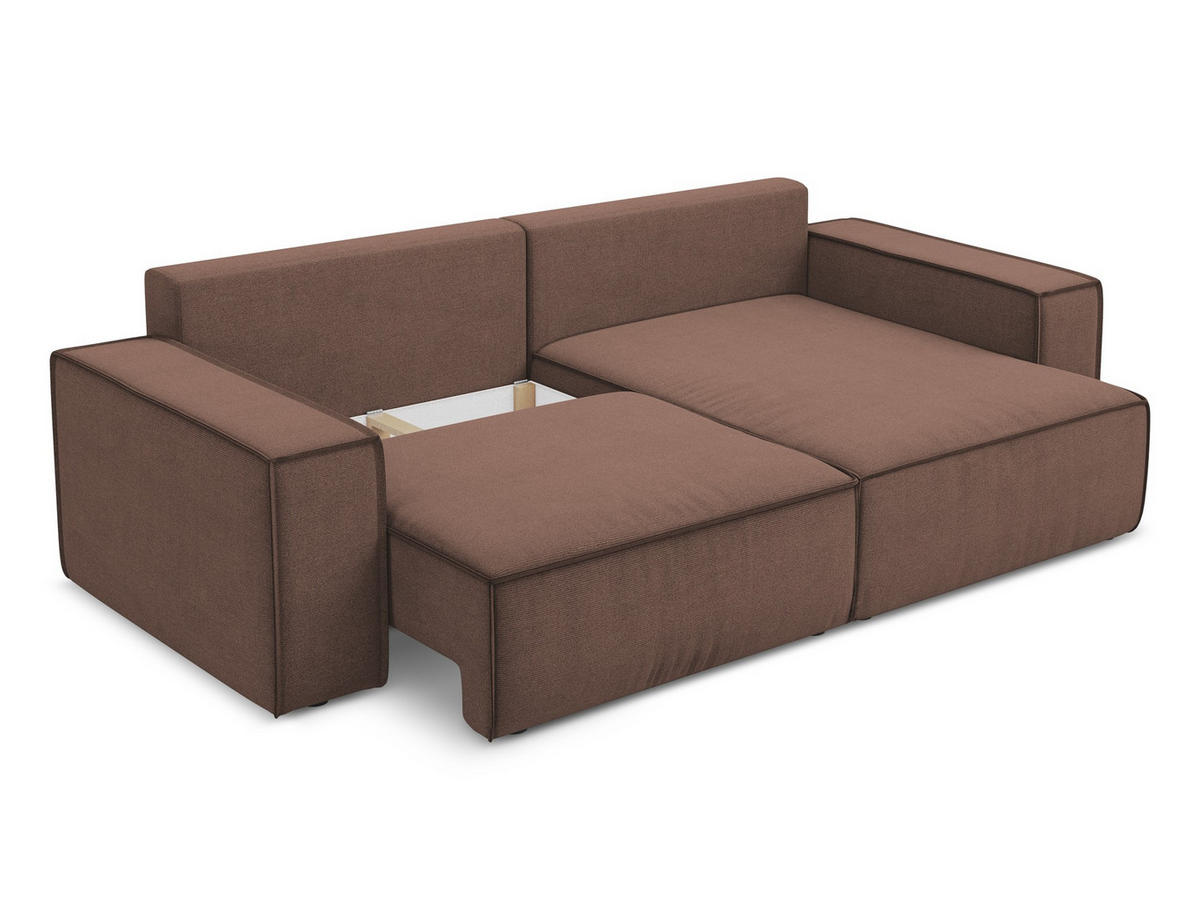 ECKSOFA mit Schlaffunktion Strukturstoff Stoff Pink - Pink/Hellrosa, Kunststoff/Textil (257/148cm) - Makamii