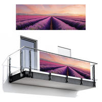 BALKON-SICHTSCHUTZ Lavendelfeld - Sonnenuntergang - Lila - Blumen - Violett, Kunststoff (300/110cm) - MuchoWow