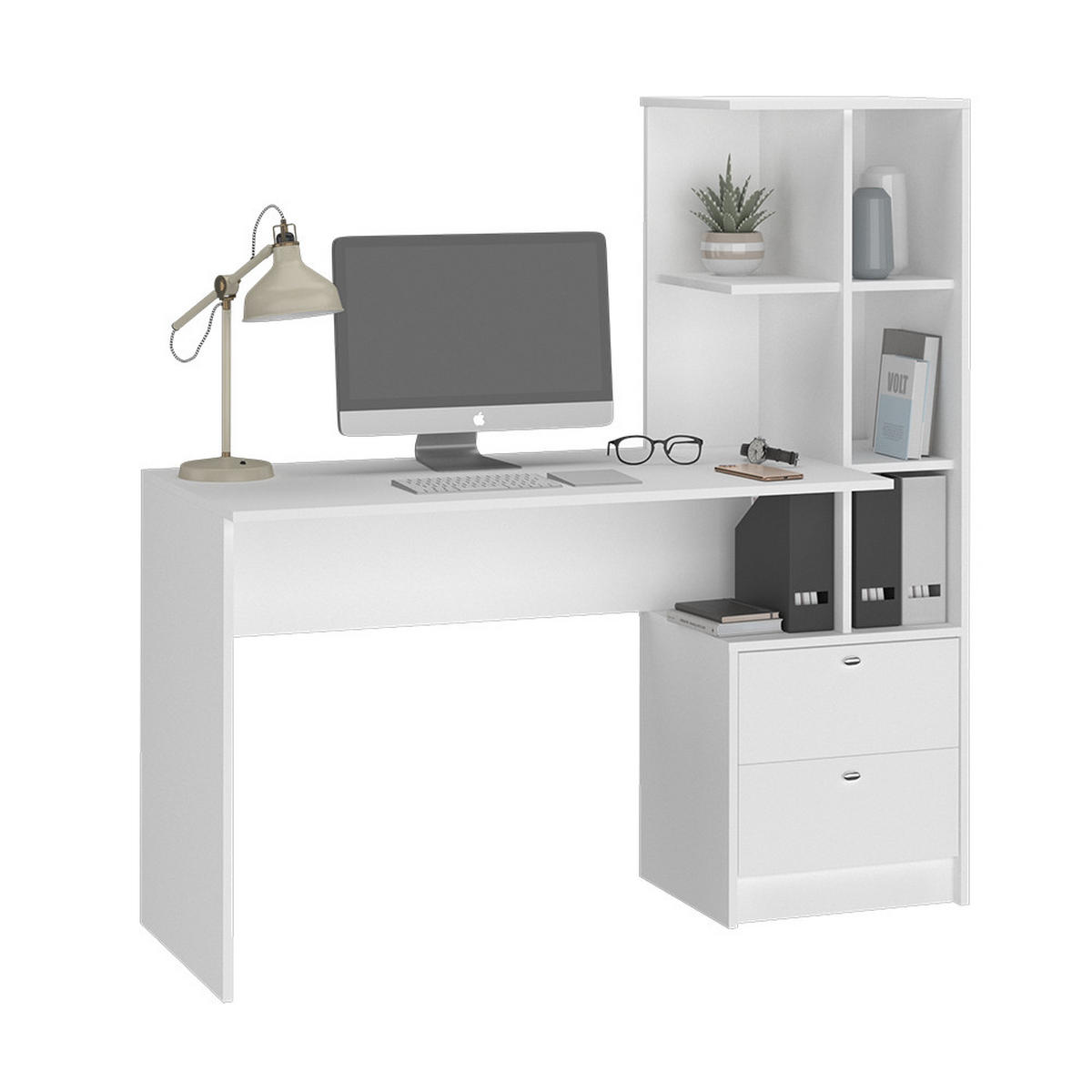 SCHREIBTISCH Denton Weiß 136 x 55 cm - Weiß, Holzwerkstoff (55/136/138cm) - Vicco