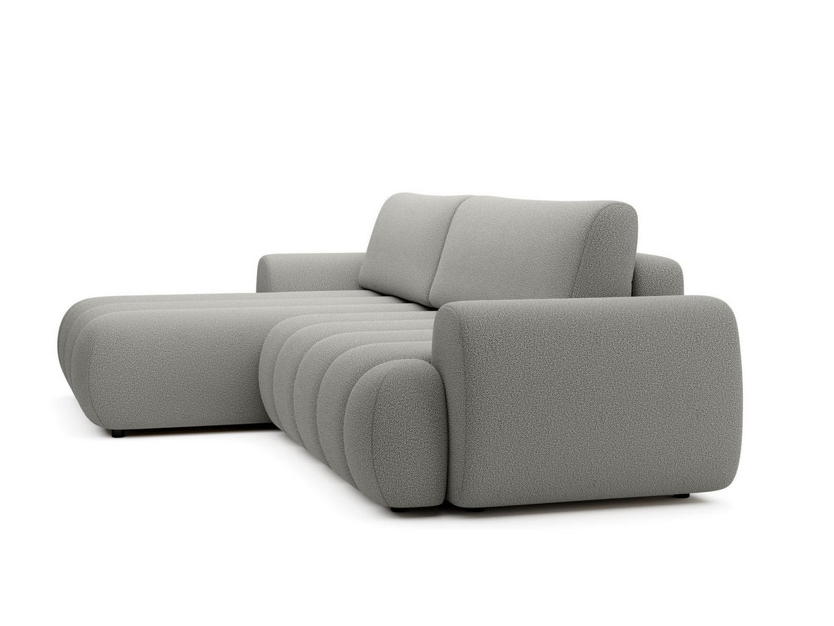 ECKSOFA SITO Grau Geflochtener Stoff mit Schlaffunktion - Grau, Holz (272/168cm) - MASSENO