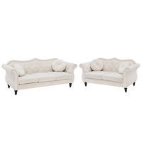SOFA-SET 5-sitzer Samtstoff Beige Skien - Beige, Textil (200/91/83cm) - Beliani